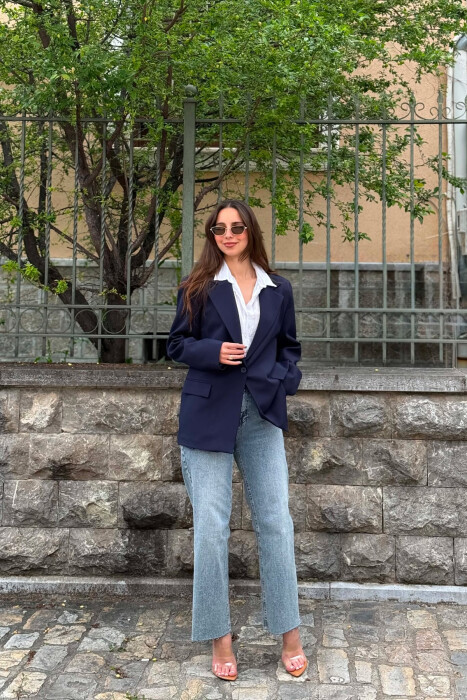 ONE COLOR CLASSIC WOMAN JACKET BLUE/BLU - 5