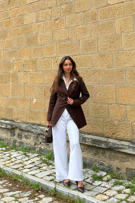 ONE COLOR CLASSIC WOMAN JACKET BROWN/KAFE - 1