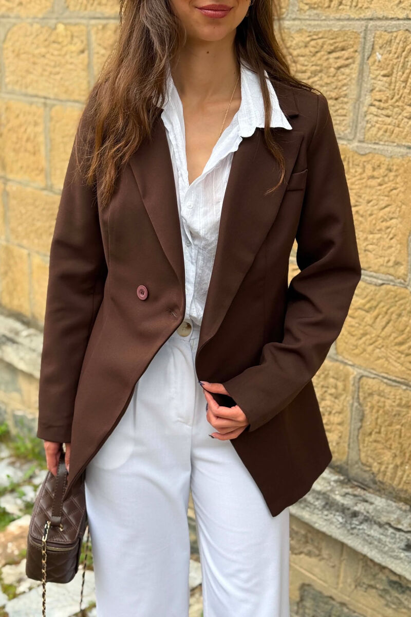 ONE COLOR CLASSIC WOMAN JACKET BROWN/KAFE - 3