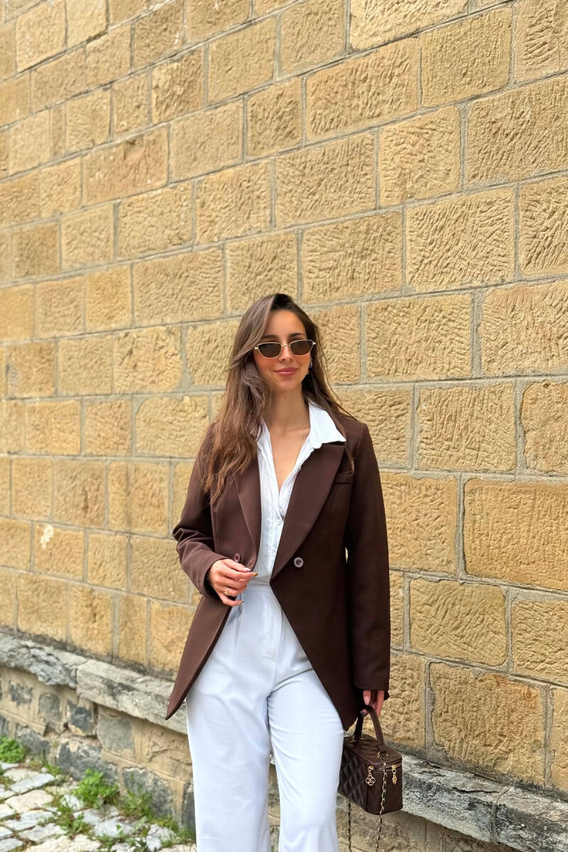 ONE COLOR CLASSIC WOMAN JACKET BROWN/KAFE - 5