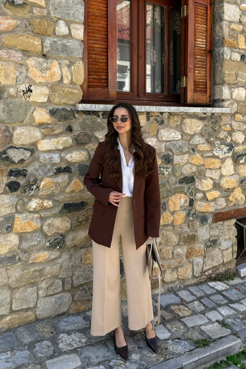 ONE COLOR CLASSIC WOMAN JACKET BROWN/KAFE - 3
