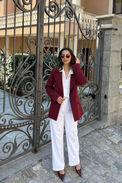 ONE COLOR CLASSIC WOMAN JACKET BURGUNDY/VISHNJE - 3