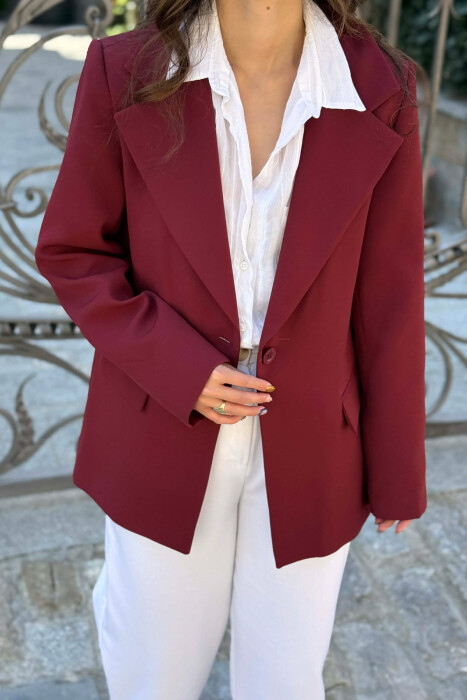 ONE COLOR CLASSIC WOMAN JACKET BURGUNDY/VISHNJE - 4