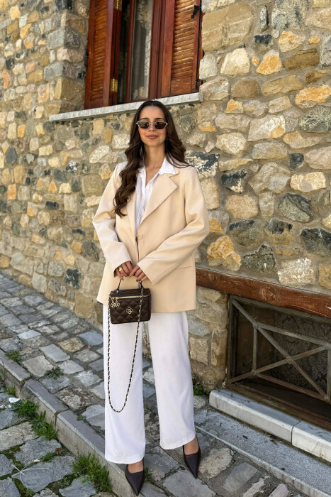 ONE COLOR CLASSIC WOMAN JACKET CREAM/KREM - 1