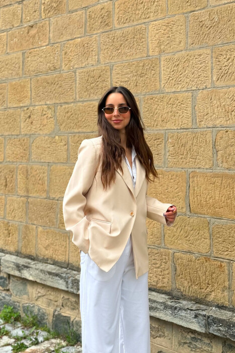 ONE COLOR CLASSIC WOMAN JACKET CREAM/KREM - 4