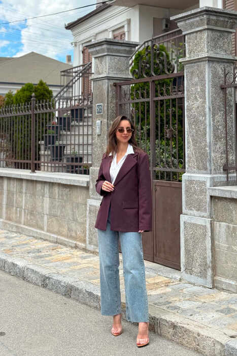 ONE COLOR CLASSIC WOMAN JACKET DARK PURPLE/LEJLA ERRET - KLAUDIO FASHION