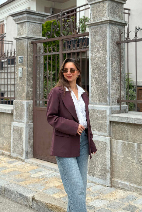 ONE COLOR CLASSIC WOMAN JACKET DARK PURPLE/LEJLA ERRET - 4