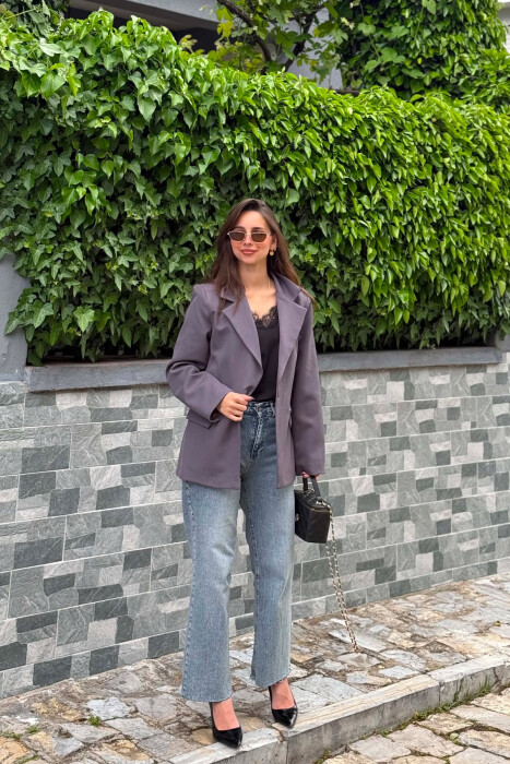 ONE COLOR CLASSIC WOMAN JACKET GREY/GRI - 2