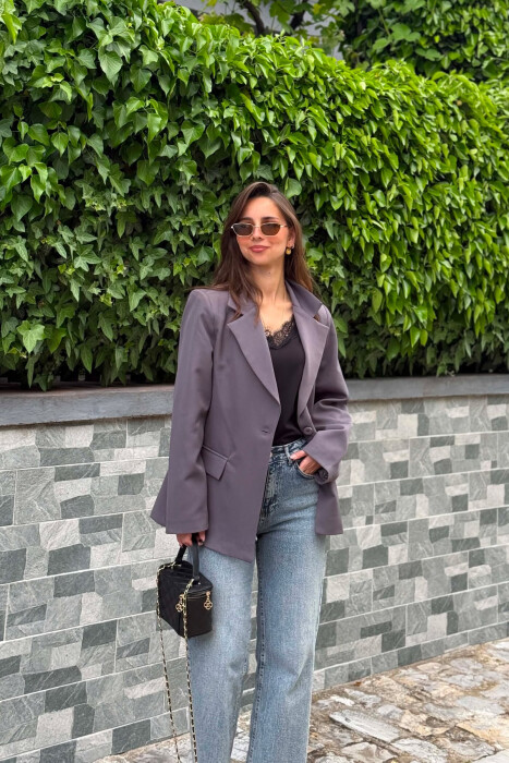 ONE COLOR CLASSIC WOMAN JACKET GREY/GRI - 3