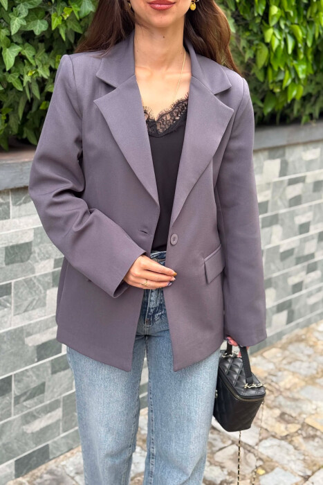 ONE COLOR CLASSIC WOMAN JACKET GREY/GRI - 4