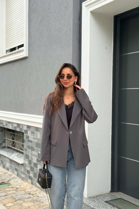 ONE COLOR CLASSIC WOMAN JACKET IRON GREY/GRI HEKURI - KLAUDIO FASHION