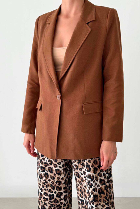 ONE COLOR CLASSIC WOMEN JACKET IN BROWN COLOR 