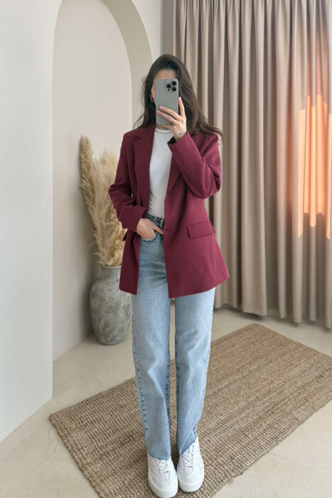 ONE COLOR CLASSIC WOMEN JACKET BURGUNDY/VISHNJE - 2