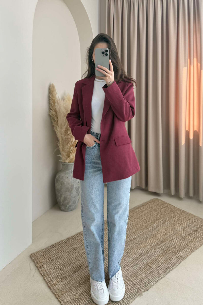 ONE COLOR CLASSIC WOMEN JACKET BURGUNDY/VISHNJE - 2