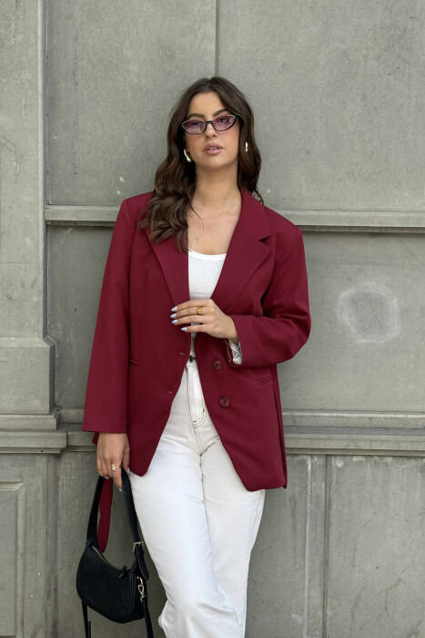 ONE COLOR CLASSIC WOMEN JACKET BURGUNDY/VISHNJE - 2