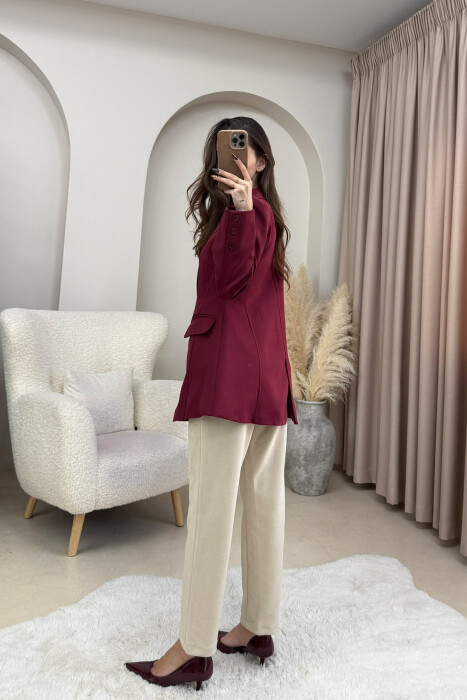 ONE COLOR CLASSIC WOMEN JACKET BURGUNDY/VISHNJE - 3