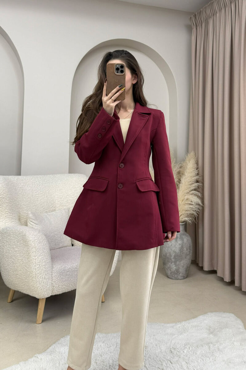 ONE COLOR CLASSIC WOMEN JACKET BURGUNDY/VISHNJE - 5