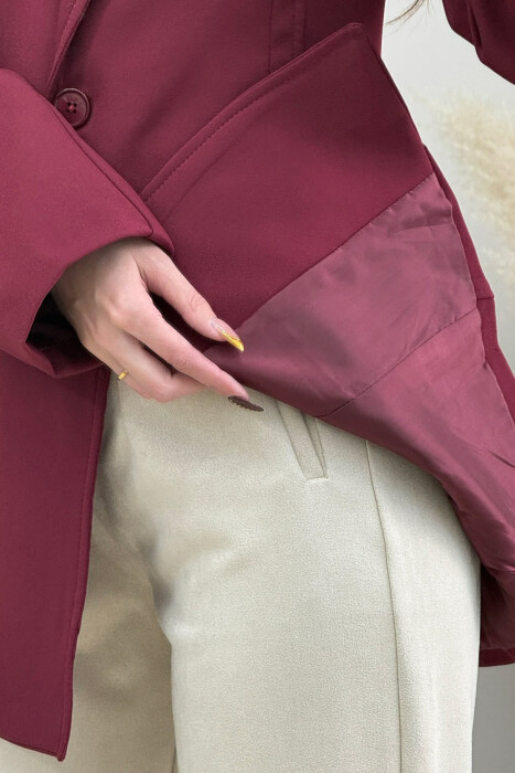 ONE COLOR CLASSIC WOMEN JACKET BURGUNDY/VISHNJE - 6