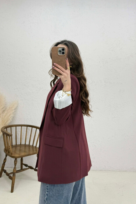 ONE COLOR CLASSIC WOMEN JACKET BURGUNDY/VISHNJE - 3