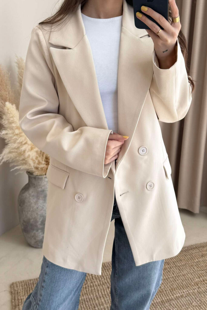ONE COLOR CLASSIC WOMEN JACKET CREAM/KREM - 3
