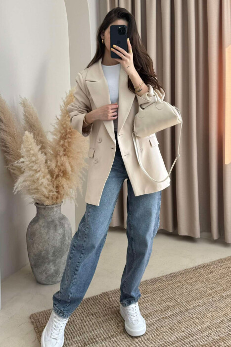 ONE COLOR CLASSIC WOMEN JACKET CREAM/KREM 