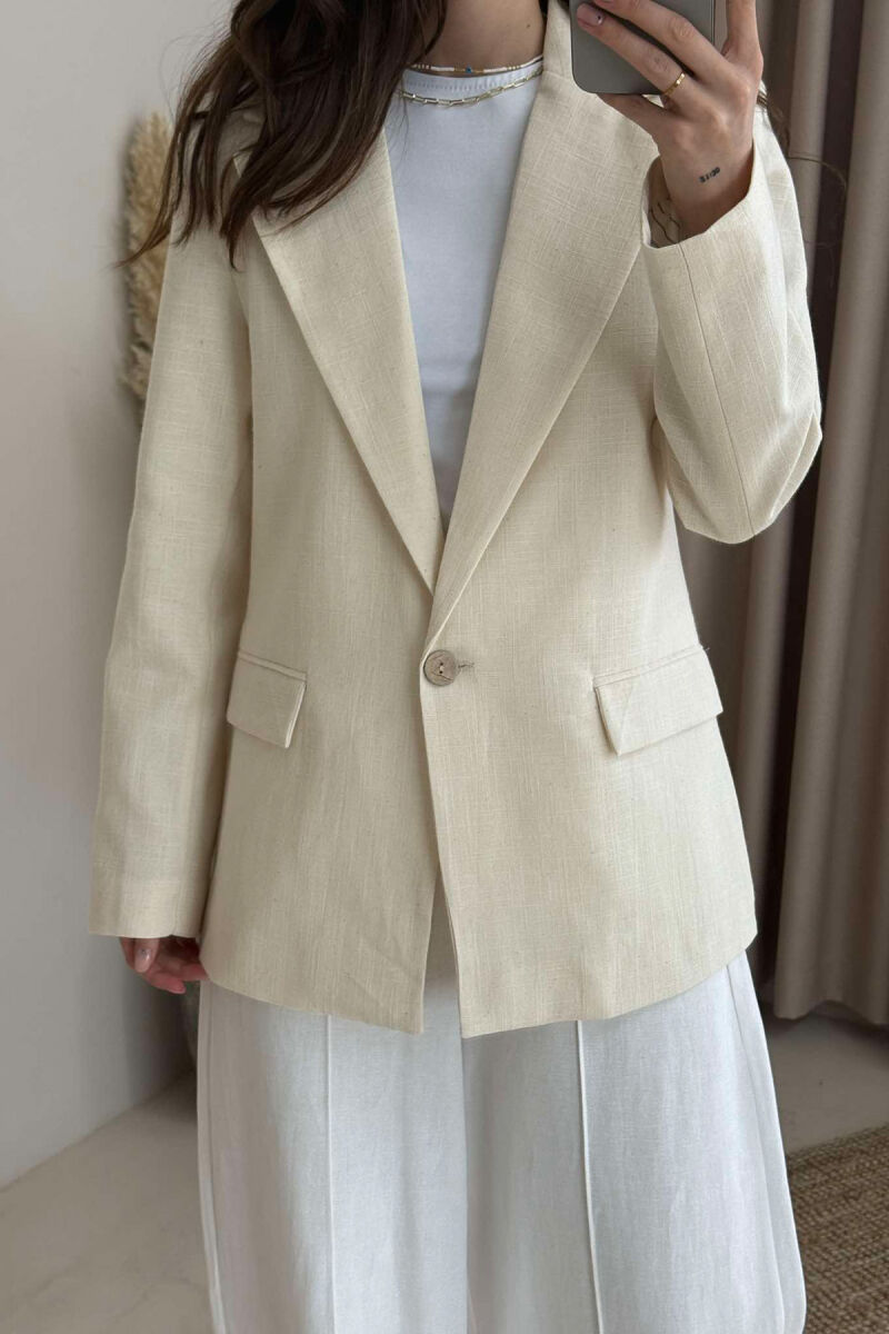ONE COLOR CLASSIC WOMEN JACKET CREAM/KREM - 3