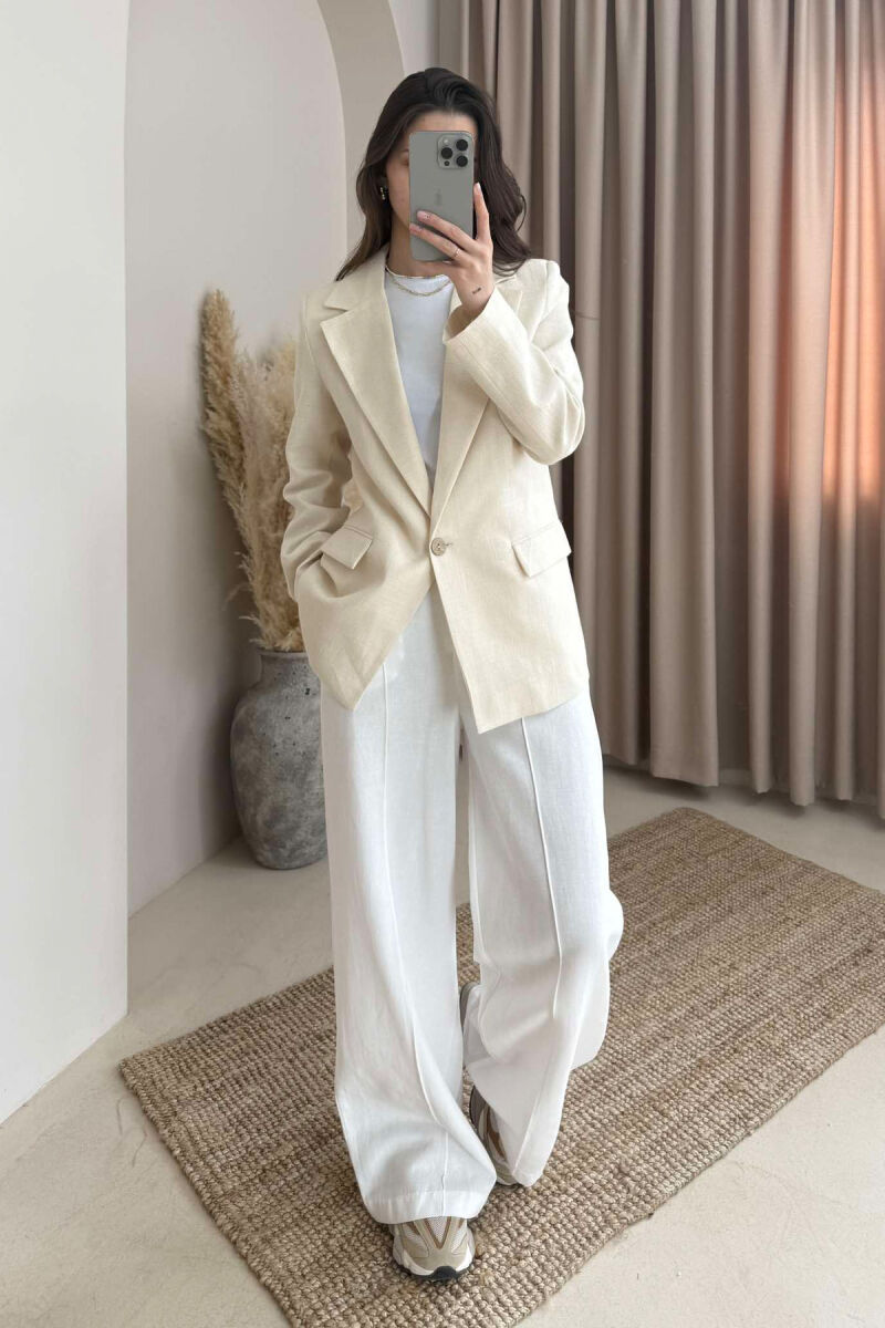 ONE COLOR CLASSIC WOMEN JACKET CREAM/KREM - 4