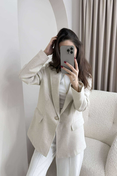 ONE COLOR CLASSIC WOMEN JACKET CREAM/KREM 