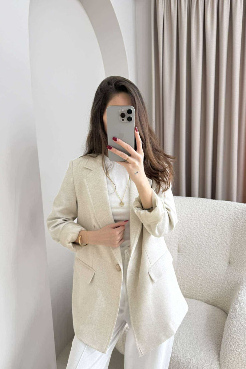 ONE COLOR CLASSIC WOMEN JACKET CREAM/KREM - 2