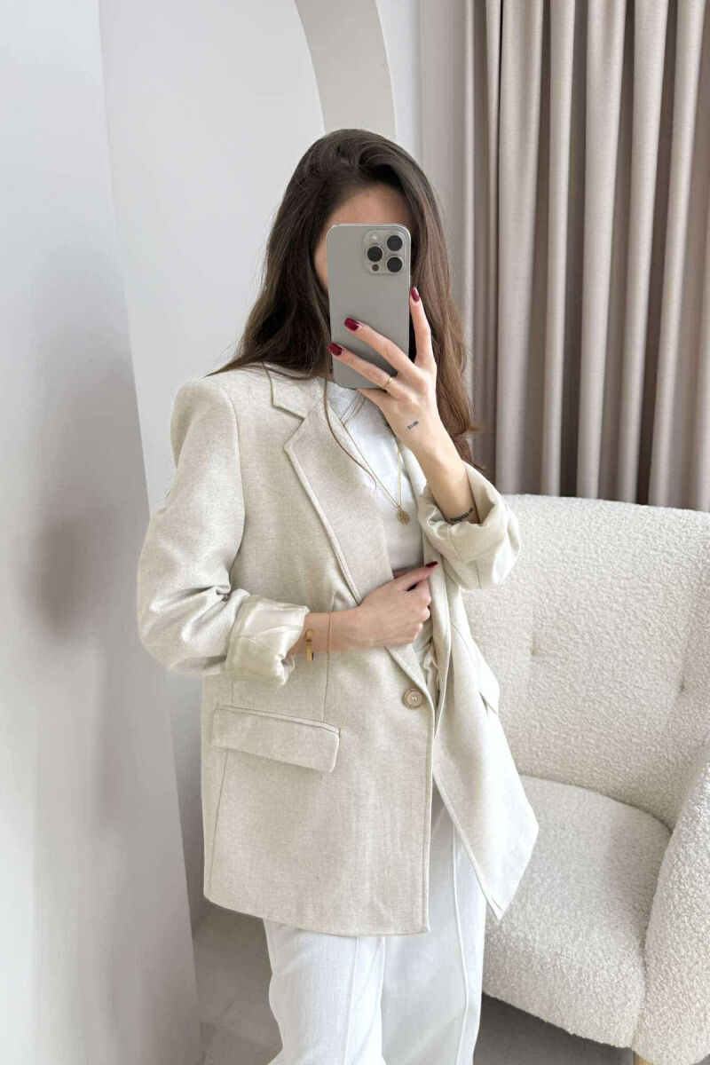ONE COLOR CLASSIC WOMEN JACKET CREAM/KREM - 3
