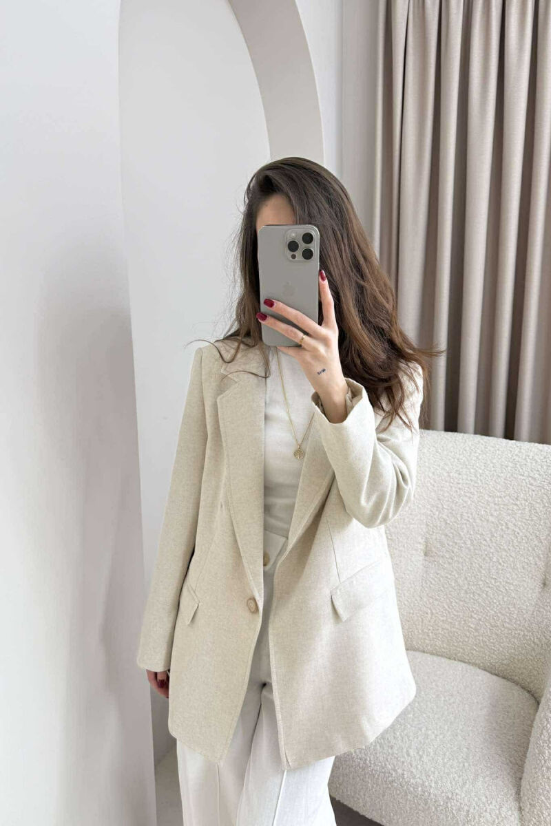 ONE COLOR CLASSIC WOMEN JACKET CREAM/KREM - 4