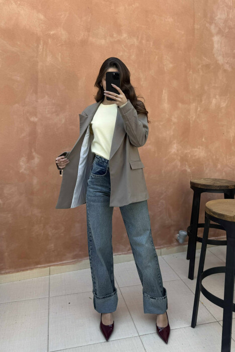 ONE COLOR CLASSIC WOMEN JACKET DARK BEIGE/BEZHE ERRET - 2