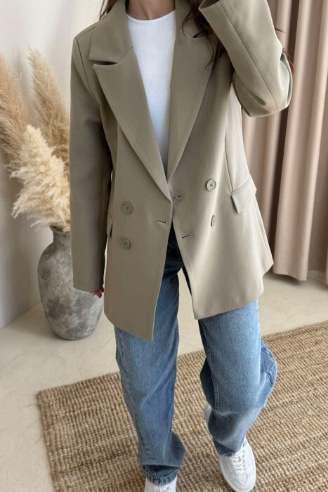 ONE COLOR CLASSIC WOMEN JACKET DARK BEIGE/BEZHE ERRET - 4