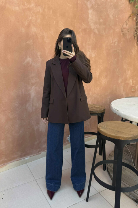 ONE COLOR CLASSIC WOMEN JACKET DARK BROWN/KAE 