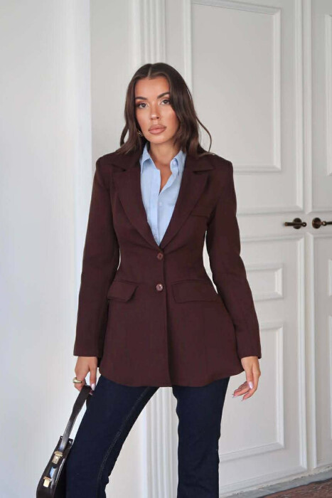 ONE COLOR CLASSIC WOMEN JACKET DARK BROWN/KAE - 1