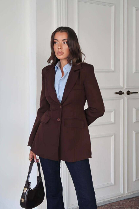 ONE COLOR CLASSIC WOMEN JACKET DARK BROWN/KAE - 3