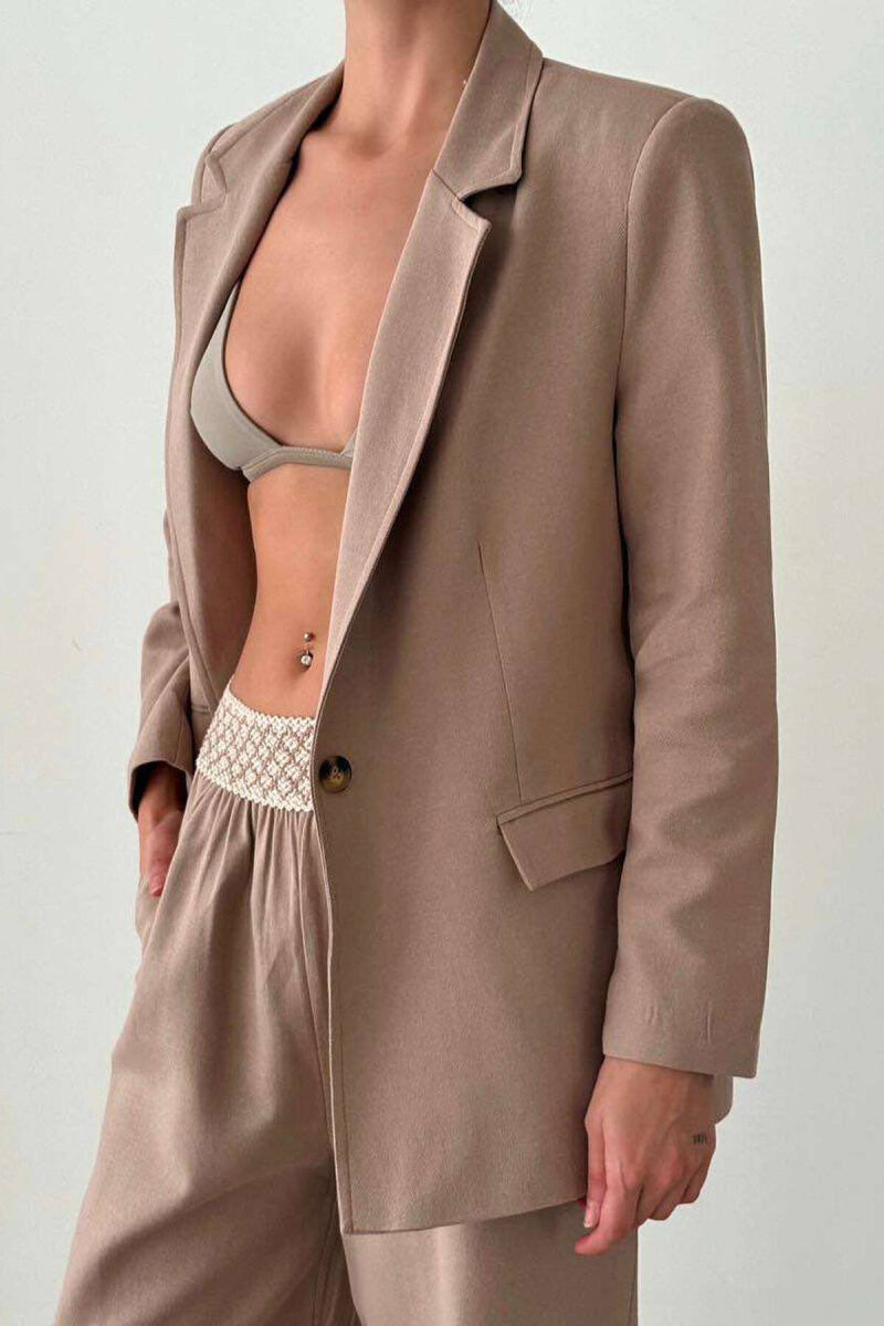 ONE COLOR CLASSIC WOMEN JACKET IN BEIGE COLOR - 1