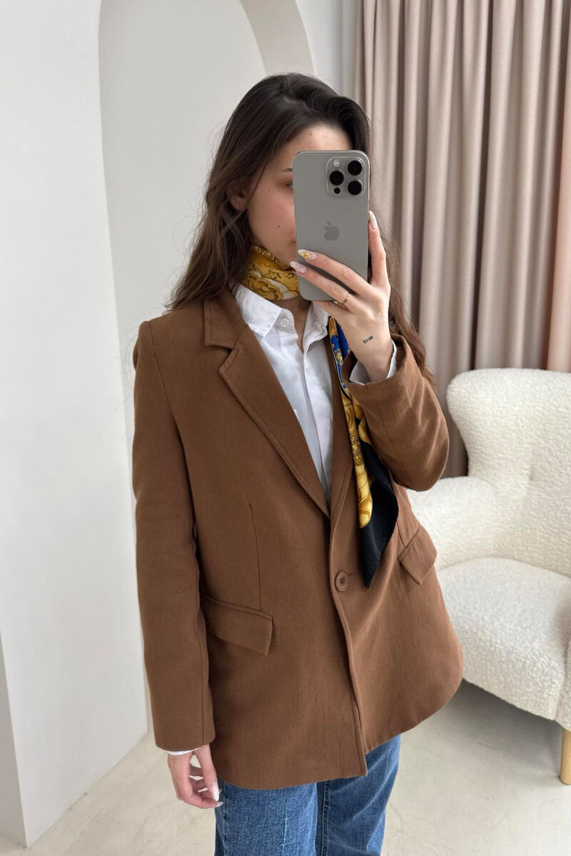 ONE COLOR CLASSIC WOMEN JACKET IN BROWN COLOR - 6