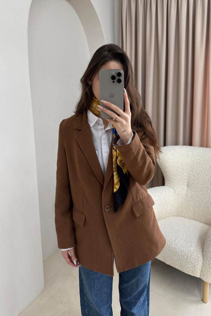 ONE COLOR CLASSIC WOMEN JACKET IN BROWN COLOR - 7