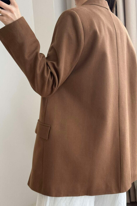 ONE COLOR CLASSIC WOMEN JACKET IN BROWN COLOR - 5
