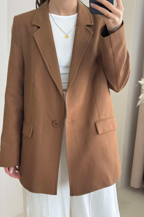 ONE COLOR CLASSIC WOMEN JACKET IN BROWN COLOR - 4