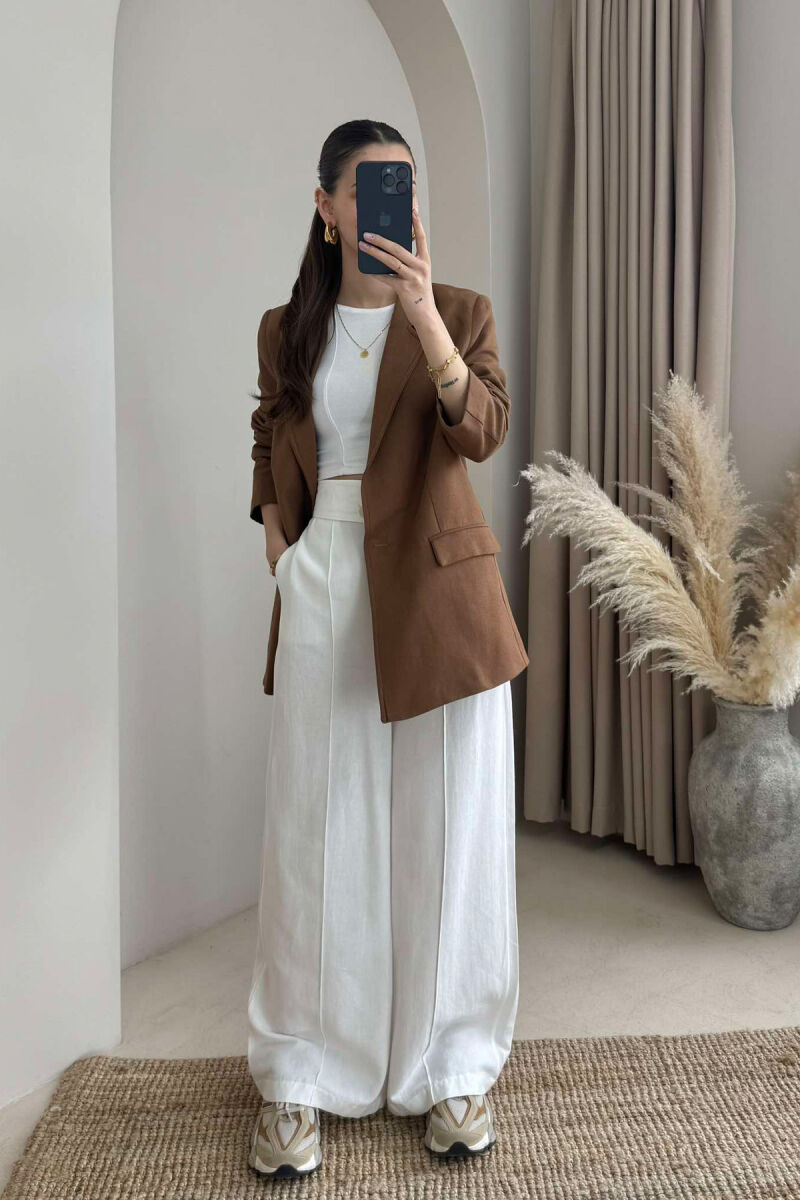 ONE COLOR CLASSIC WOMEN JACKET IN BROWN COLOR - 2