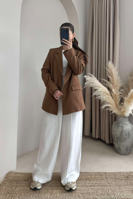 ONE COLOR CLASSIC WOMEN JACKET IN BROWN COLOR 