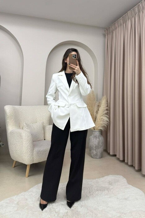 ONE COLOR CLASSIC WOMEN JACKET WHITE-E BARDHE 