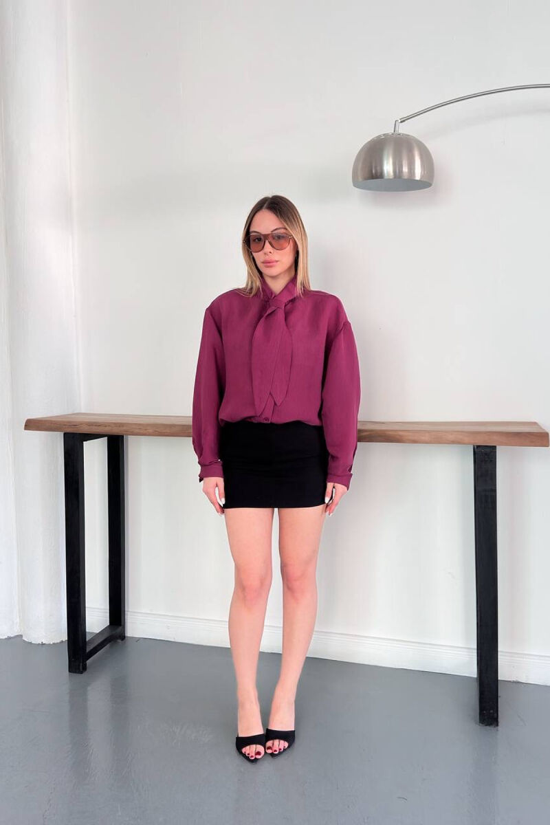 ONE COLOR COLLAR DESIGN WOMAN SHIRT BURGUNDY/VISHNJE - 6