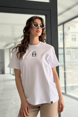 ONE COLOR COTTON BIRD WOMAN T-SHIRT WHITE-E BARDHE 