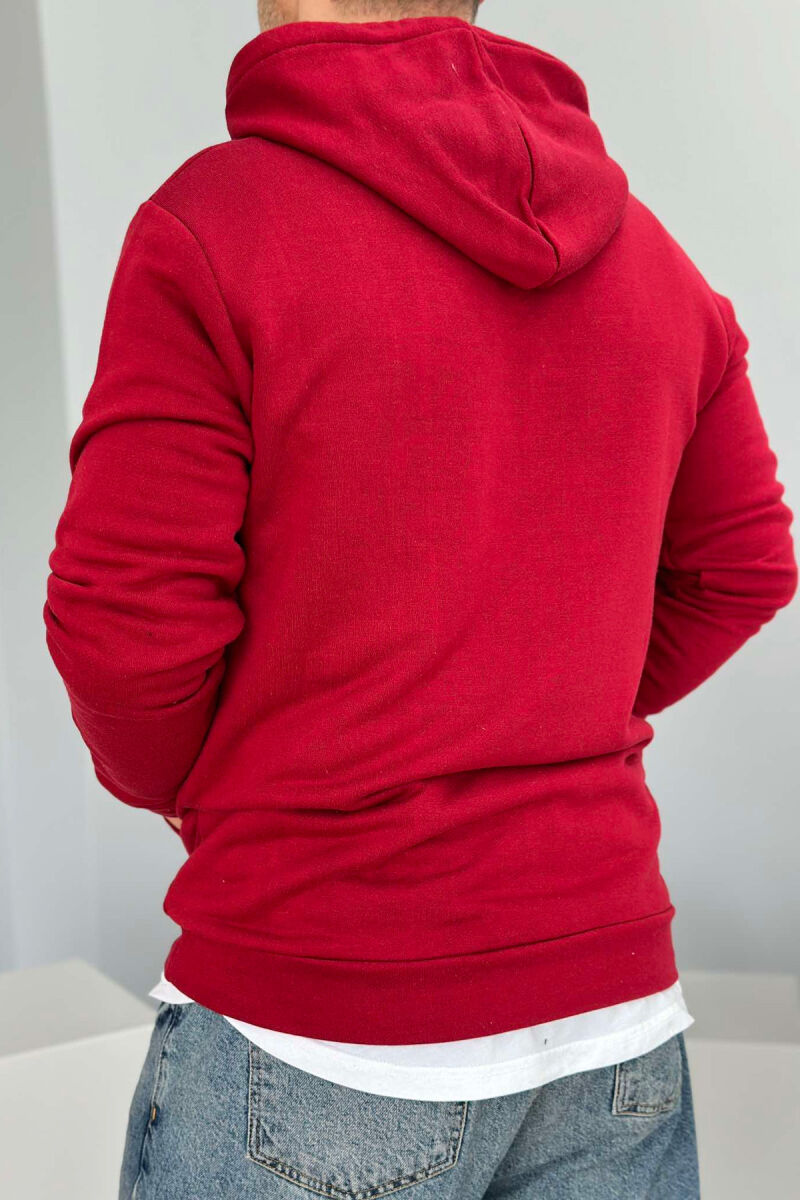 ONE COLOR COTTON HOOD MEN HOODIES BUYRDGUNDY/VISHNJE - 4