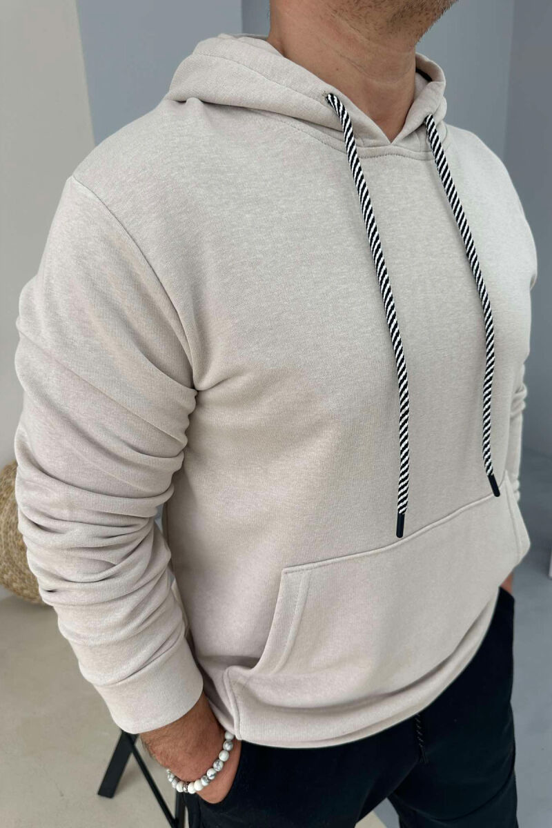 ONE COLOR COTTON HOOD MEN HOODIES CREAM/KREM - 5