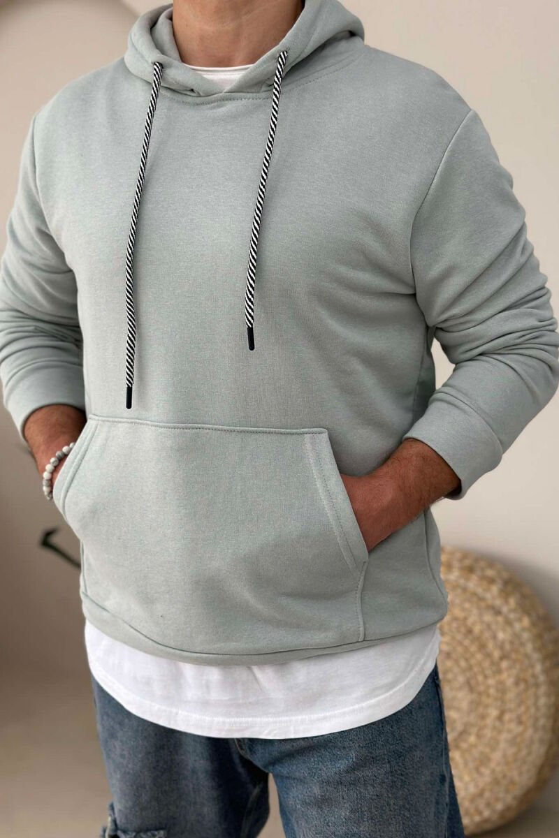 ONE COLOR COTTON HOOD MEN HOODIES MINT/MENTE - 2