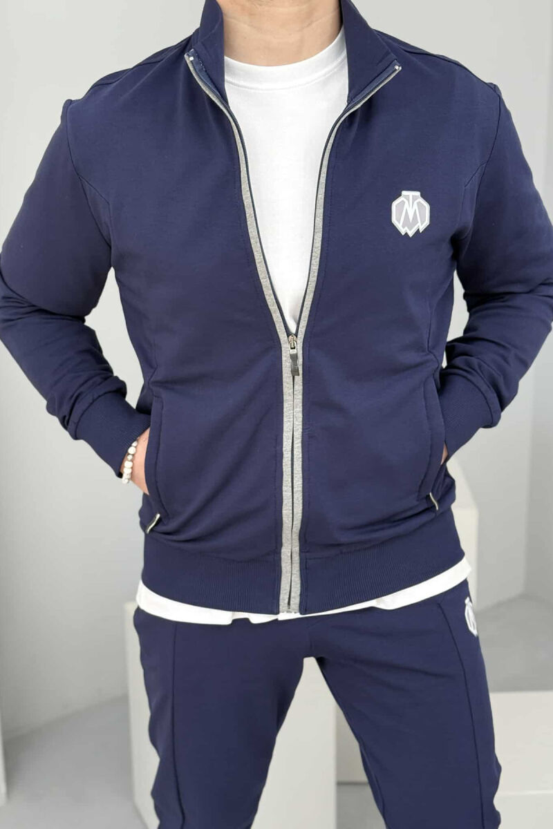 ONE COLOR COTTON JACKET+JOGGERS MEN SET BLUE/BLU - 4